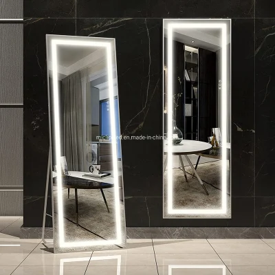 Salon de coiffure pleine longueur debout miroir LED Chine miroir mural fournisseur