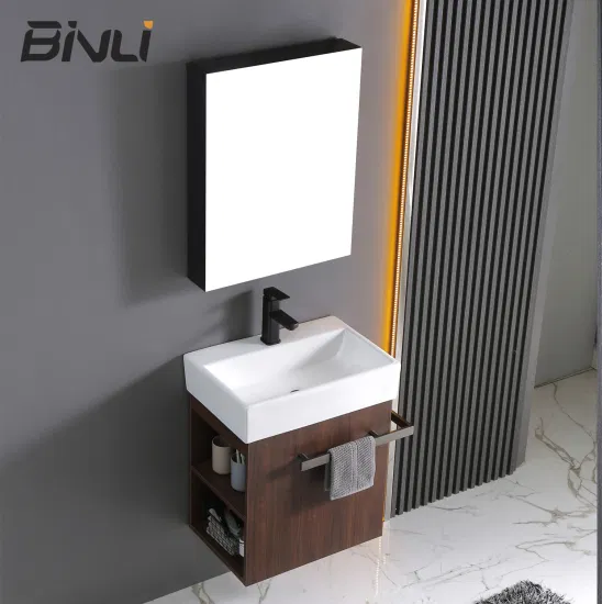 Petit meuble-lavabo mural en contreplaqué de 500 mm, meuble-lavabo avec miroir, lavabo artistique unique