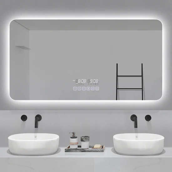 Miroir LED intelligent de salle de bains réglable, désembueur lumineux personnalisé